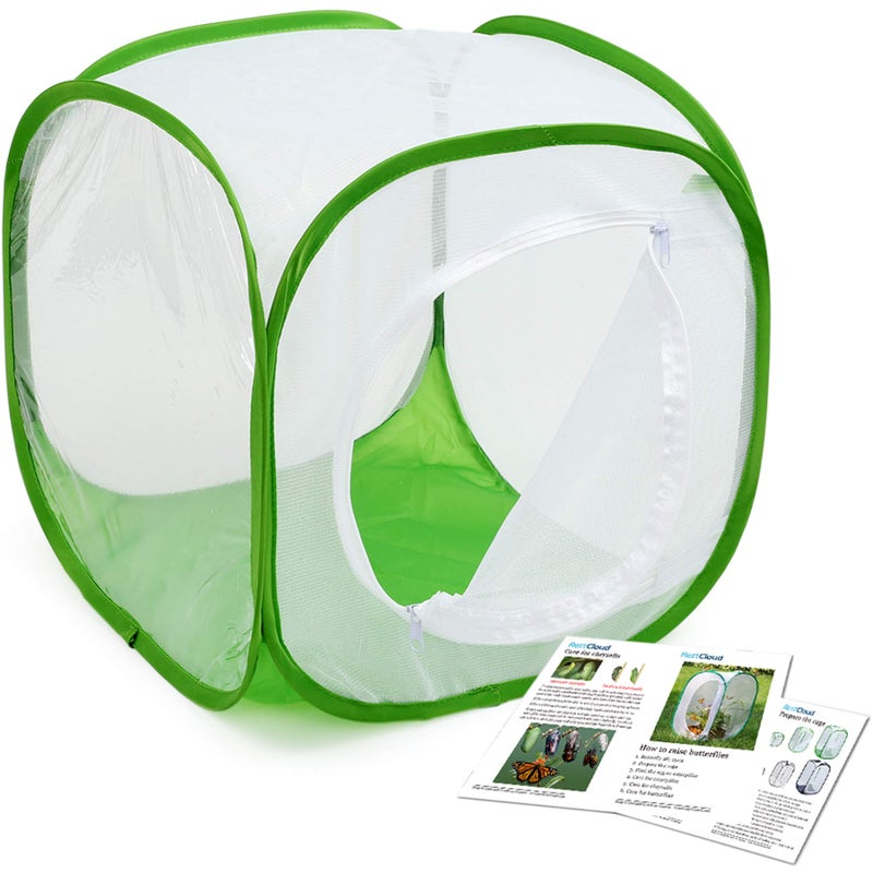 RESTCLOUD Insect and Butterfly Habitat Cage Terrarium Pop-up 12 X 12 X 12 Inches, Polyester Bottom for Easier Clean - Image 1